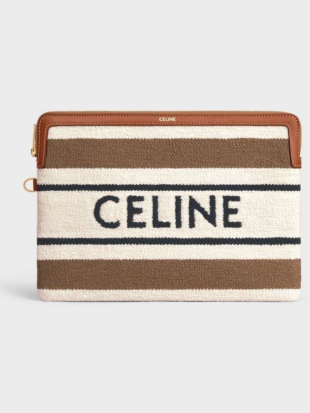 Small Strap Striped Textile With Celine Jacquard Pouch Bag - CELINE - BALAAN 3