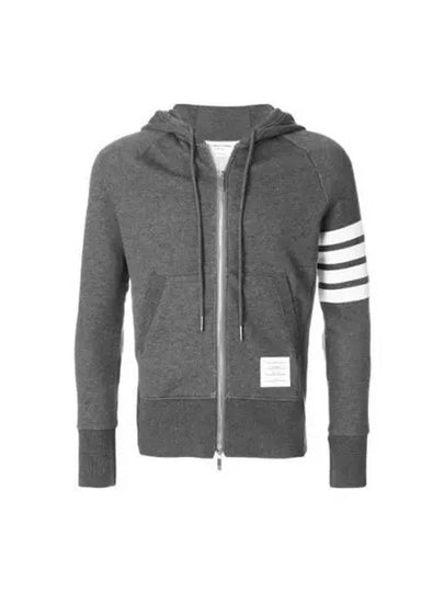 Engineered 4 Bar Diagonal Zip Up Hoodie Dark Grey - THOM BROWNE - BALAAN 2