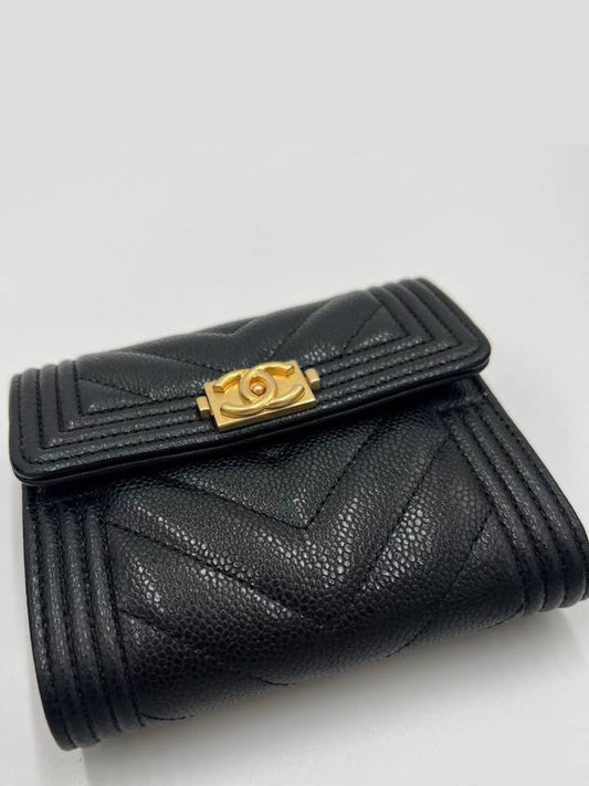 Boy Gold Logo Bicycle Wallet Black - CHANEL - BALAAN 2