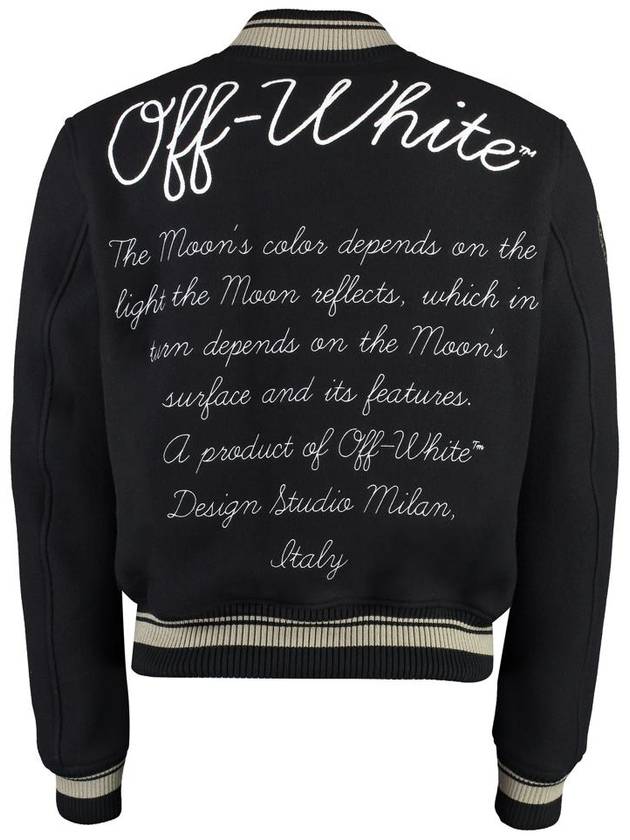 Moon Phase Varsity Bomber Jacket Black - OFF WHITE - BALAAN 3