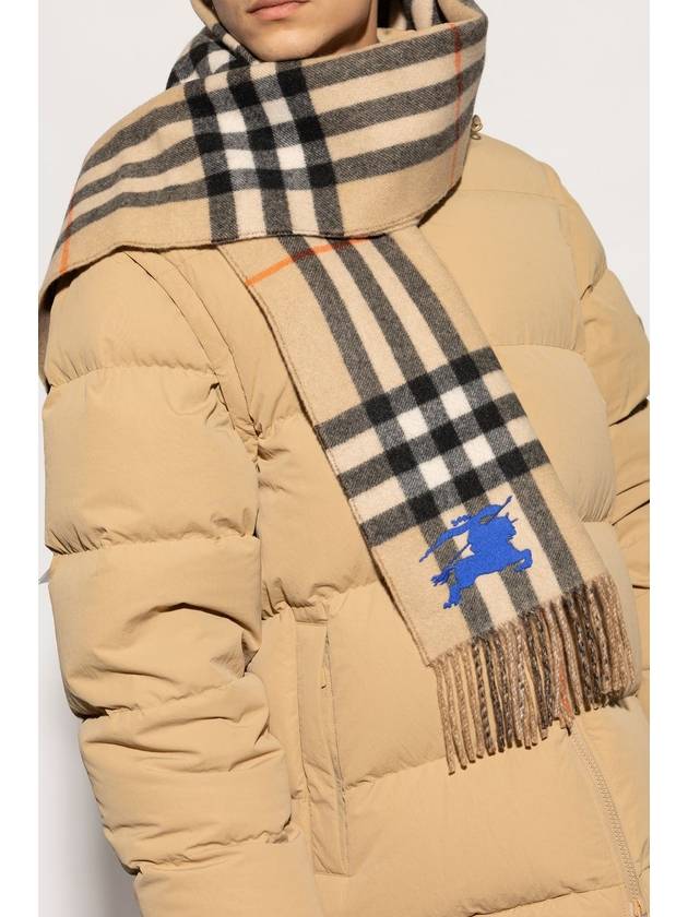 Check EKD Embroidered Reversible Cashmere Scarf Sand - BURBERRY - BALAAN 4