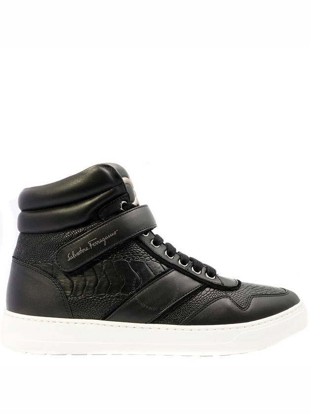 Salvatore embossed logo high-top sneakers black - SALVATORE FERRAGAMO - BALAAN 2