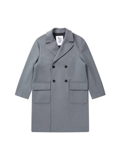 Double Breast Double Coat Greyish Blue - SOLEW - BALAAN 2