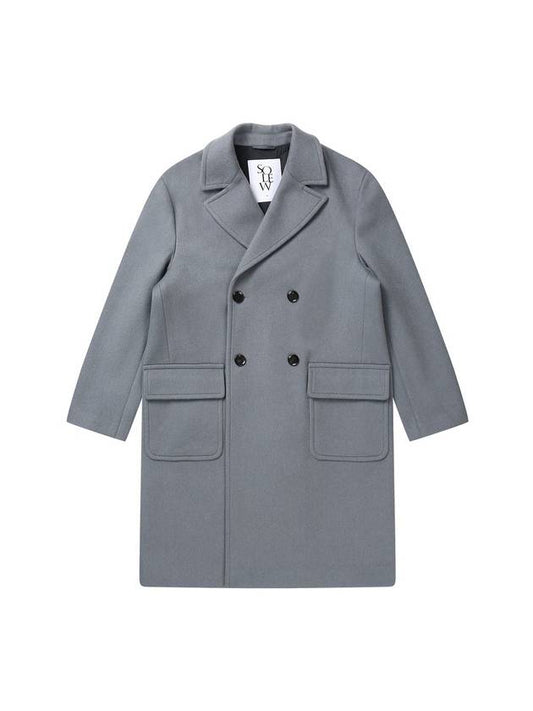 Men's Wool Double Coat Grayish Blue SW21ICO04GB - SOLEW - BALAAN 1