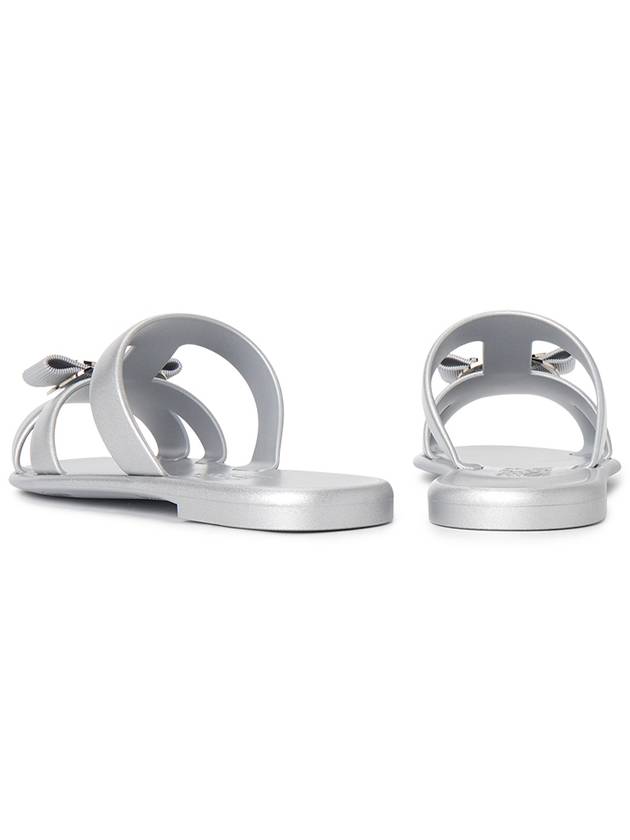 New Vara Plate Strappy Slippers Silver - SALVATORE FERRAGAMO - BALAAN 7