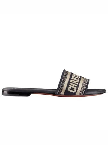 Dway Embroidered Cotton Mule Deep Blue - DIOR - BALAAN.