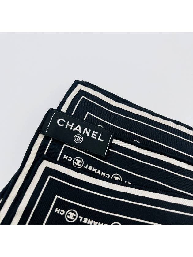 Silk scarf CC logo lettering square black - CHANEL - BALAAN 9