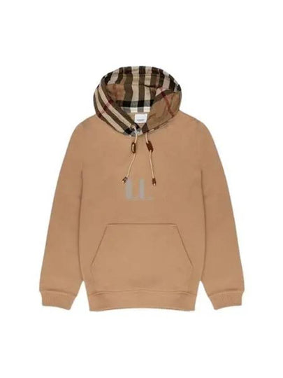 Check Cotton Blend Hoodie Camel Beige - BURBERRY - BALAAN 2