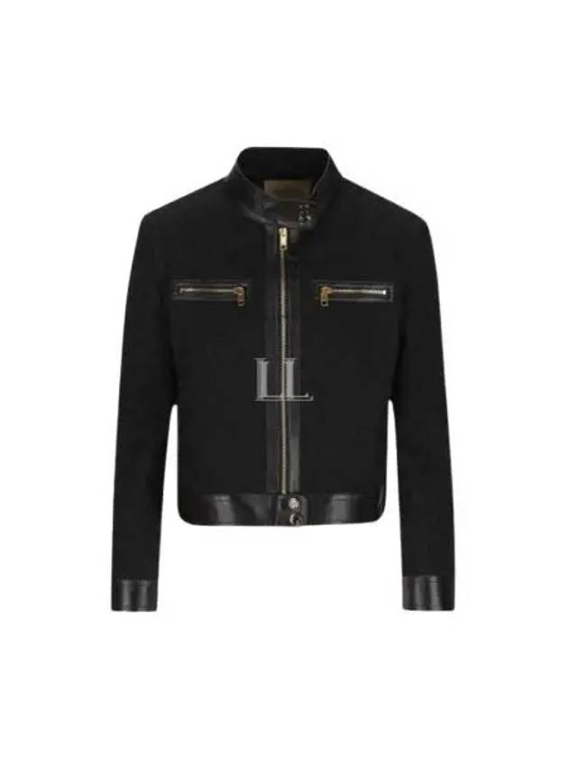 GG Leather Triming Zip-up Jacket Black - GUCCI - BALAAN 2