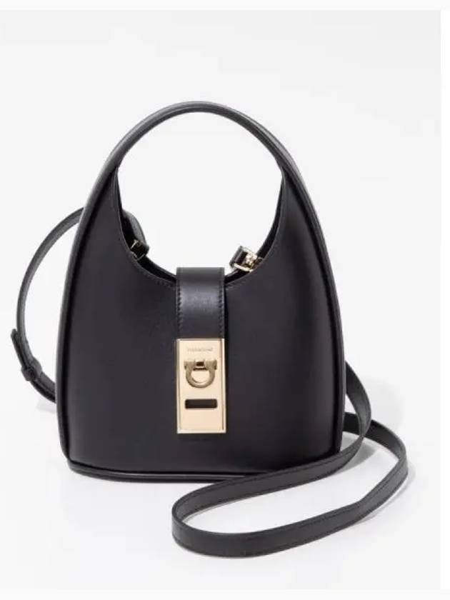 Women's Gancini Buckle Mini Hobo Shoulder Bag Black - SALVATORE FERRAGAMO - BALAAN 2