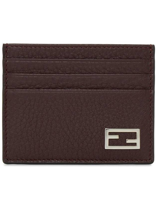 Baguette Leather Card Wallet Burgundy - FENDI - BALAAN 1