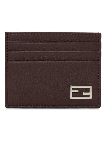 Baguette Leather Card Wallet Burgundy - FENDI - BALAAN 1