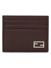 Baguette Leather Card Wallet Burgundy - FENDI - BALAAN 1