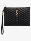 Matelasse Monogram Logo Strap Clutch Bag Black - SAINT LAURENT - BALAAN 2