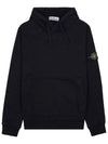 Logo Patch Cotton Fleece Hoodie Black - STONE ISLAND - BALAAN 2