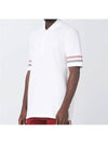 Men's RWB Stripe Cotton Polo Shirt White - THOM BROWNE - BALAAN 4