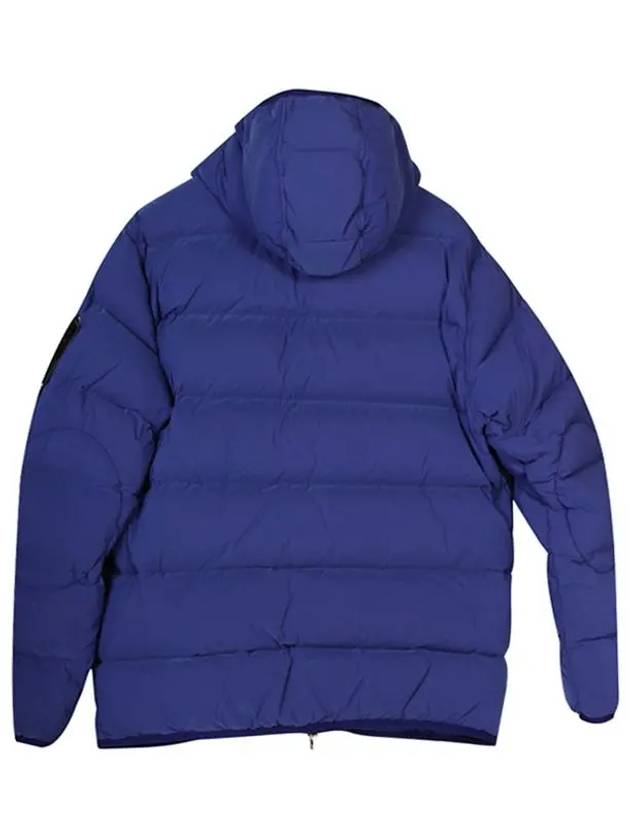 Seamless Logo Nylon Hooded Down Jacket Blue - STONE ISLAND - BALAAN 3