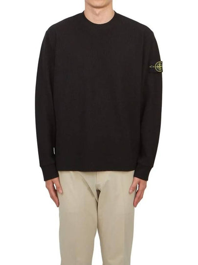 Compass Badge Crewneck Virgin Wool Knit Top Black - STONE ISLAND - BALAAN 2