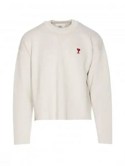 Red ADC Chain Stitch Heart Logo Knit Top Ivory - AMI - BALAAN 2