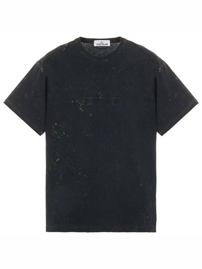 Men's Off Tie Dye Logo Short Sleeve T-Shirt Black - STONE ISLAND - BALAAN 2