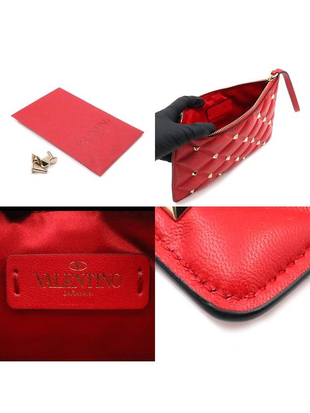 Women s Valentino SW2P0S44NAP Red Gold Candy Stud Gabarani Clutch gt Pouch Gangbuk used luxury goods - VALENTINO - BALAAN 8