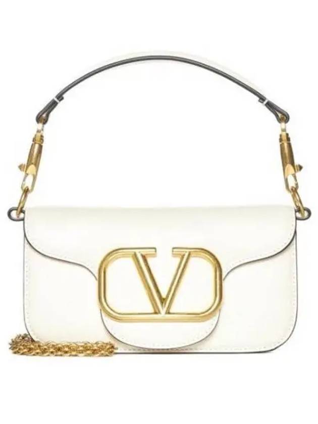 V Logo Buckle Calfskin Small Shoulder Bag Ivory - VALENTINO - BALAAN 2