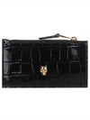 Skull Crocodile Embossed Zipper Card Wallet Black - ALEXANDER MCQUEEN - BALAAN 2