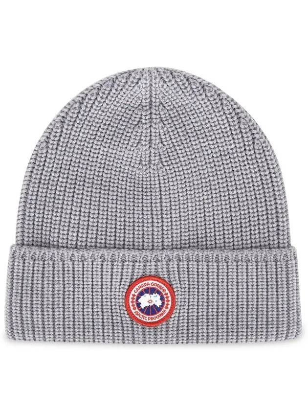 Logo Arctic Disc Rib Beanie Heather Grey - CANADA GOOSE - BALAAN 2