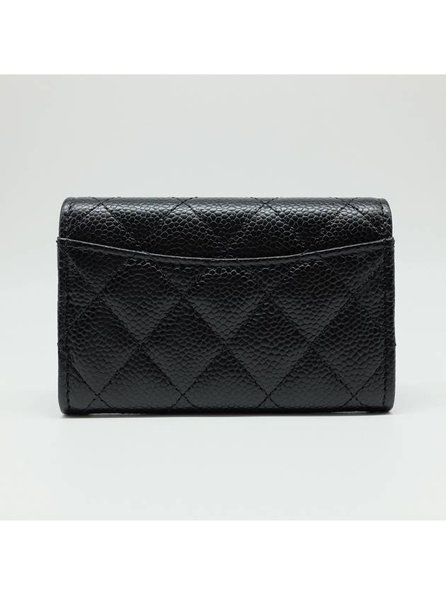 Classic Card Holder Grained Calfskin Silver Black - CHANEL - BALAAN 3