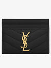 Gold Hardware Matelasse Caviar Leather Card Wallet Black - SAINT LAURENT - BALAAN 3