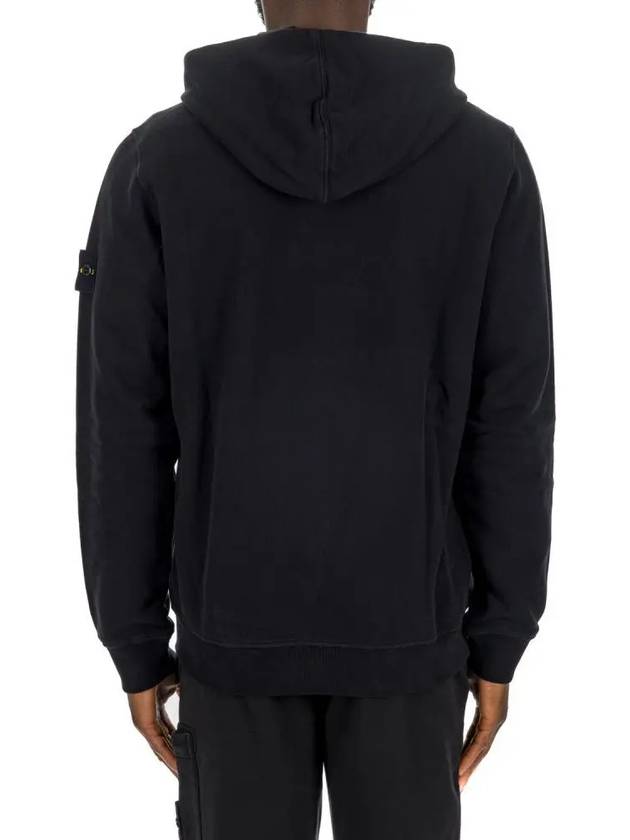 Logo Cotton Zip-Up Hoodie Black - STONE ISLAND - BALAAN 5