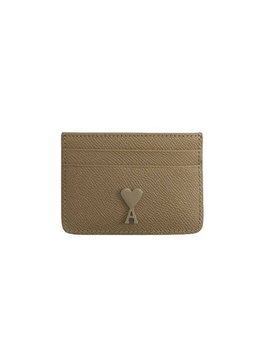 Heart Logo Card Holder Taupe - AMI - BALAAN 1