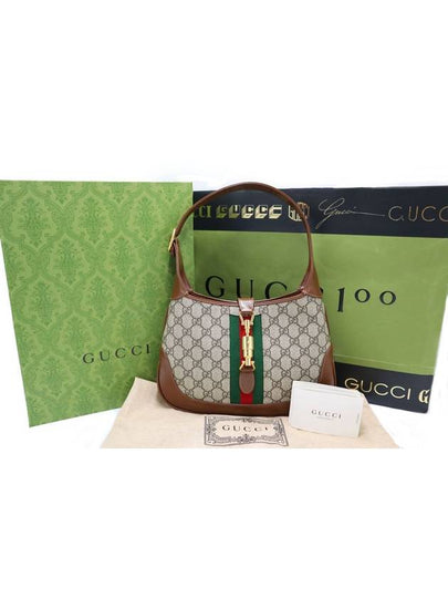 Women s Leather Shoulder Bag Brown Gucci 636706 GG Supreme Canvas Gold Jackie 1961 Small - GUCCI - BALAAN 2