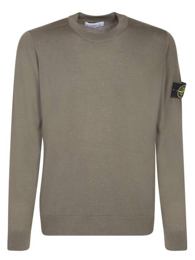 Regular Fit Crew Neck Wool Knit Top Khaki - STONE ISLAND - BALAAN 2