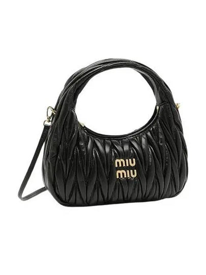 Wander Materasse Nappa Leather Mini Hobo Tote Bag Black - MIU MIU - BALAAN 2