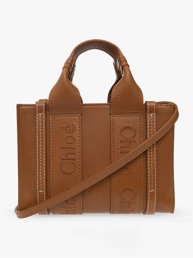 Woody Logo Calf Leather Mini Tote Bag Brown - CHLOE - BALAAN 2