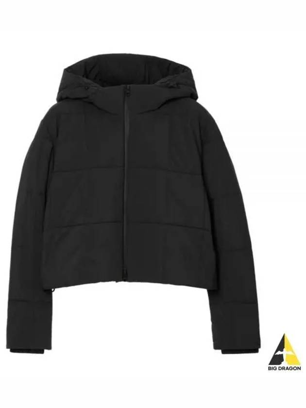 Cropped Nylon Quilted Hooded Jacket Black - BURBERRY - BALAAN 2