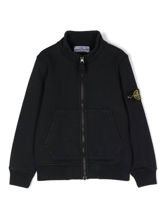 Kids Garment Dyed Cotton Fleece Zip-Up Jacket Navy - STONE ISLAND - BALAAN 1