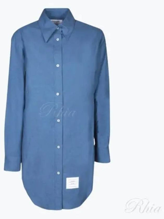 Women's Button Down Shirt Short Dress Blue - THOM BROWNE - BALAAN 2