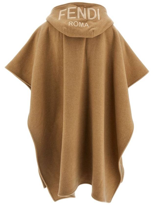 Roma Wool Poncho Beige - FENDI - BALAAN 3