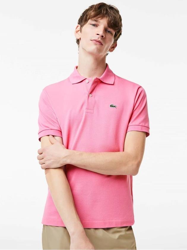 Men's Logo Classic Fit Cotton Short Sleeve Polo Shirt Pink - LACOSTE - BALAAN 3