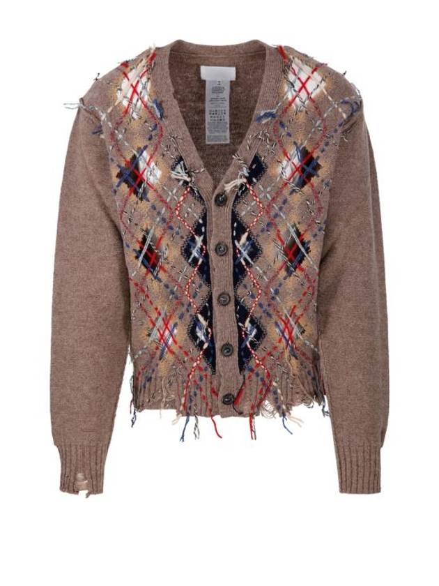 Distressed Argyle Cardigan Brown - MAISON MARGIELA - BALAAN 1