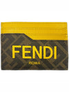 Roma Logo 3-Fold Card Wallet Brown Yellow - FENDI - BALAAN 2