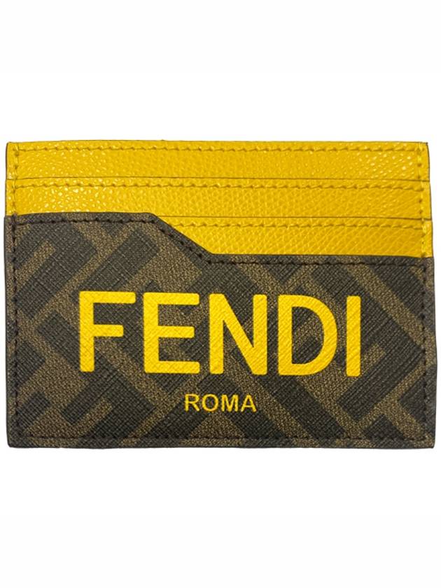 Roma Logo 3-Fold Card Wallet Brown Yellow - FENDI - BALAAN 2