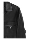 Embroidered Logo Pocket Silk Long Sleeve Shirt Black - PRADA - BALAAN 6