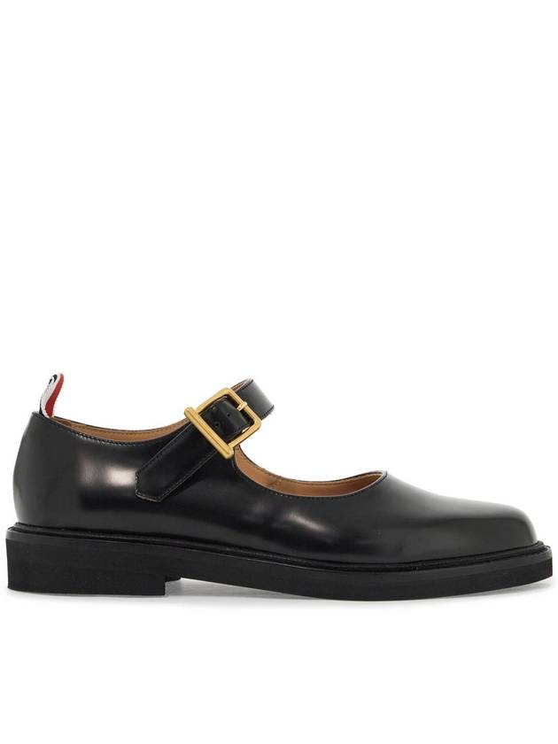 Spazzolato Micro Sole Leather Ballerina Shoes Black - THOM BROWNE - BALAAN 2