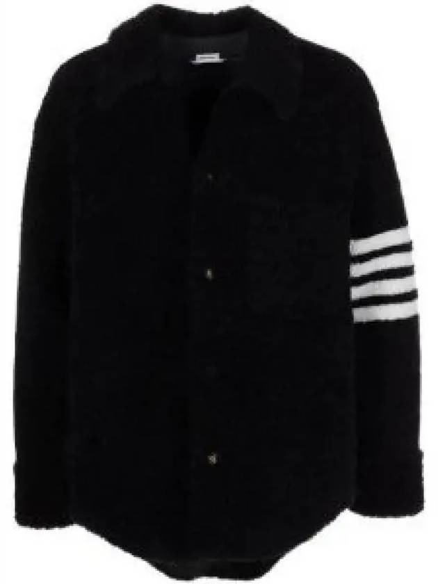 Men's 4 Bar Shearling Oversized Jacket Navy - THOM BROWNE - BALAAN 2