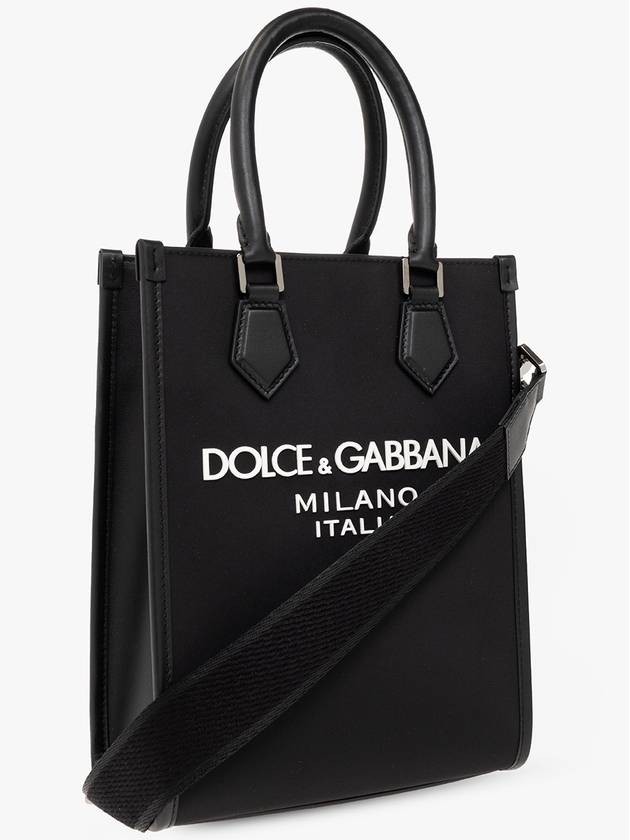 Rubberized Logo Nylon Small Tote Bag Black - DOLCE&GABBANA - BALAAN 5