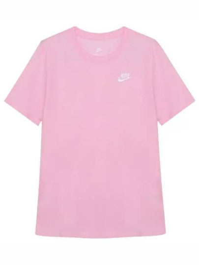 Women's Sportswear Club Essentials Logo Crew Neck Short Sleeve T-Shirt Pink - NIKE - BALAAN 2