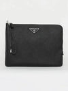 Triangle Logo Large Saffiano Clutch Bag Black - PRADA - BALAAN 4